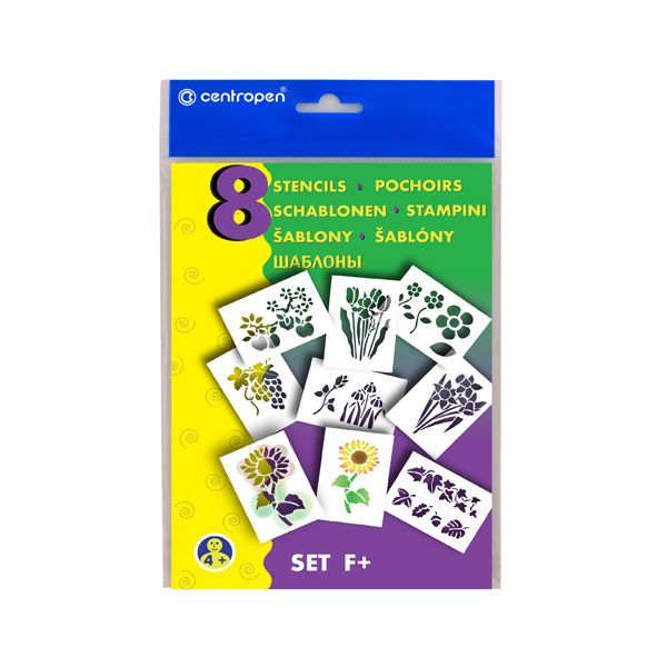 Šablóny papierové CENTROPEN 9996/F Kvety, sada 8 ks