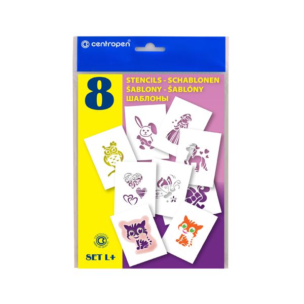 Šablóny papierové CENTROPEN 9996/L Motívy pre dievčatá, sada 8 ks