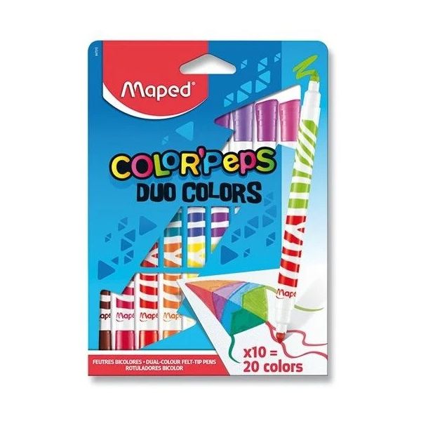 Detské fixy s odolnou špičkou MAPED Color'Peps Duo 20 farieb