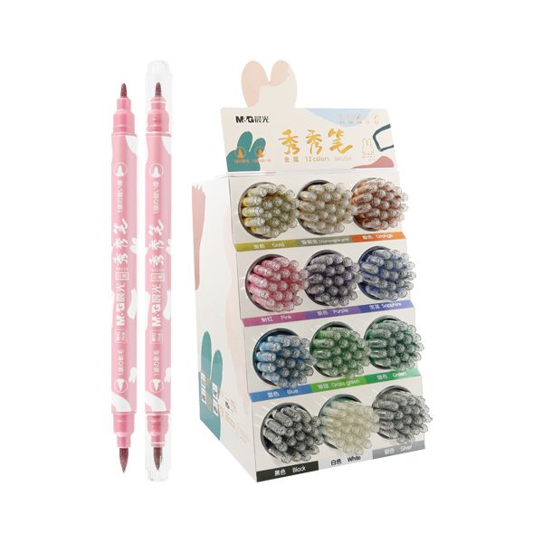 Popisovač M&G Miffy Marker 1 mm obojstranný, displej mix 12 farieb x 20 ks