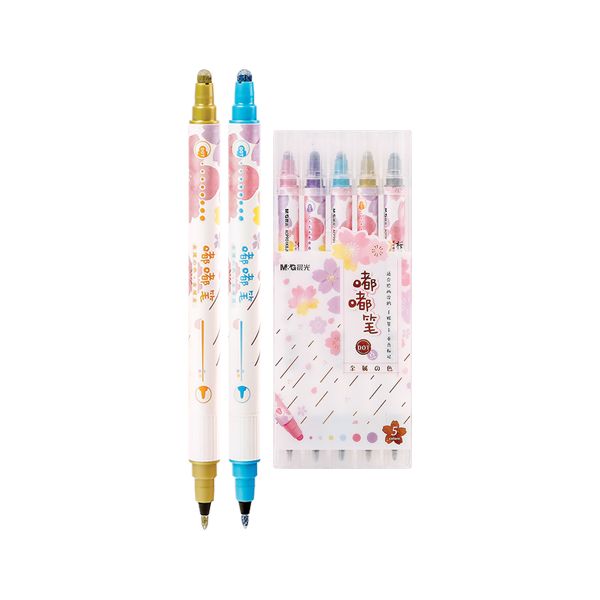 Obojstranný popisovač M&G Sakura metalické farby - sada 5 ks