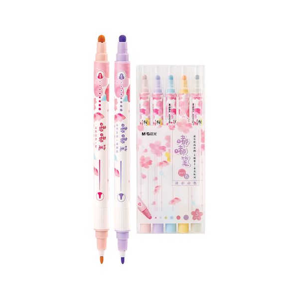 Obojstranný popisovač M&G Sakura pastelové farby - sada 5 ks