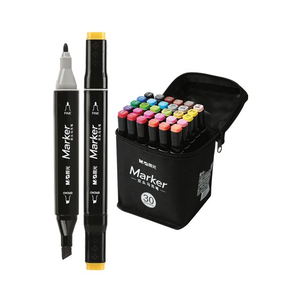 Fixy M&G Marker obojstranné, sada 30 ks v taške