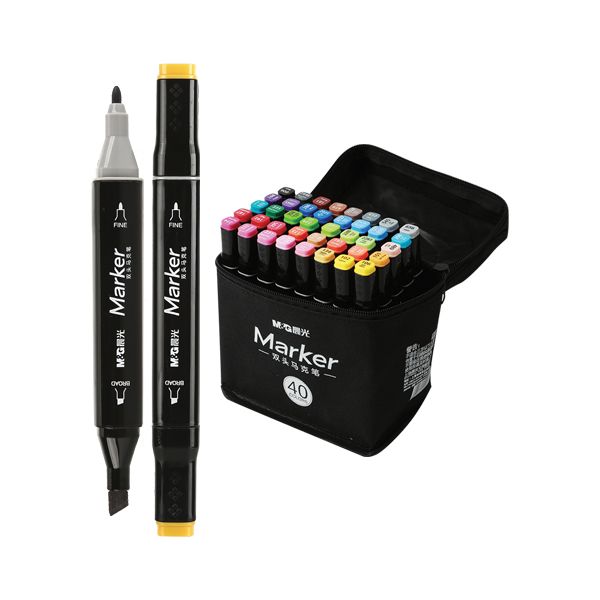 Fixy M&G Marker obojstranné, sada 40 ks v taške