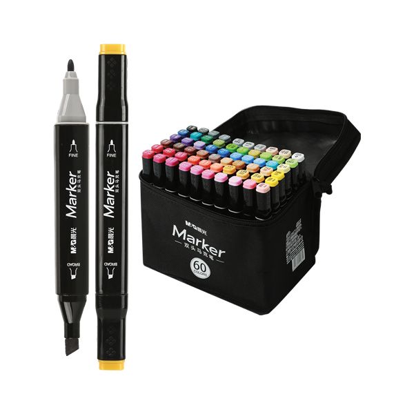 Fixy M&G Marker obojstranné, sada 60 ks v taške