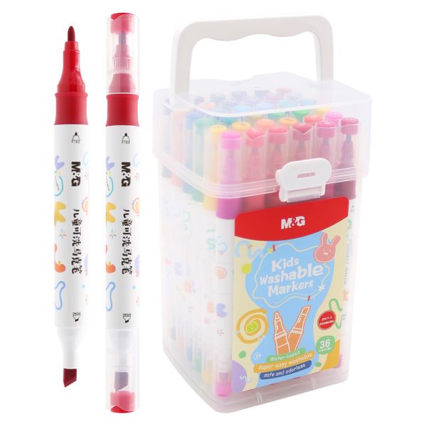 Obojstranný popisovač M&G pre deti, ľahko umývateľný - sada 36 farieb