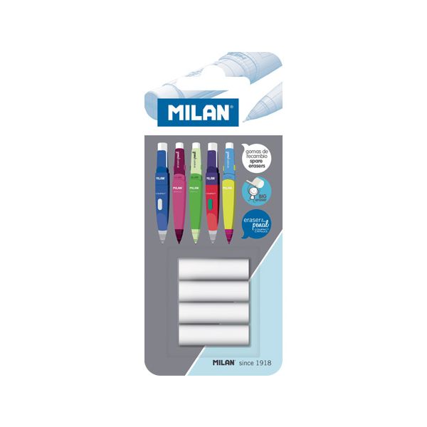 Náhradné gumy MILAN do mechanickej ceruzky, sada 4 ks