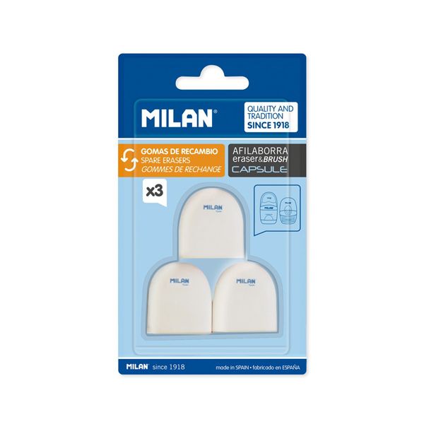 Náhradné gumy MILAN pre strúhadlá CAPSULE, sada 3 ks