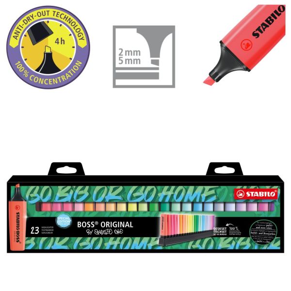 Zvýrazňovač STABILO BOSS ORIGINAL 9 neonových a 14 pastelových farieb - sada 23 ks