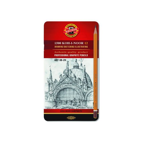 Ceruzka grafitová KOH-I-NOOR 8B-2H, sada 12 ks v plech. boxe