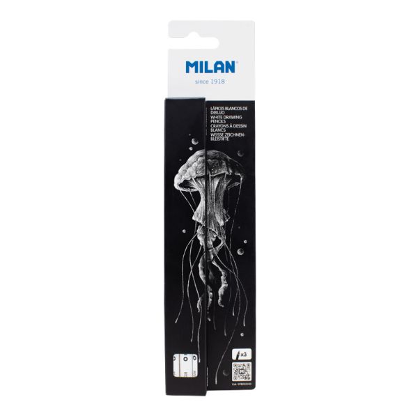 Ceruzky MILAN (3 ks) s hrubou bielou tuhou 4 mm