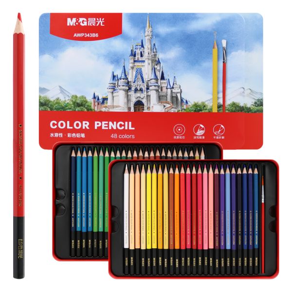 Pastelky akvarelové M&G v plechovom boxe, sada 48 ks