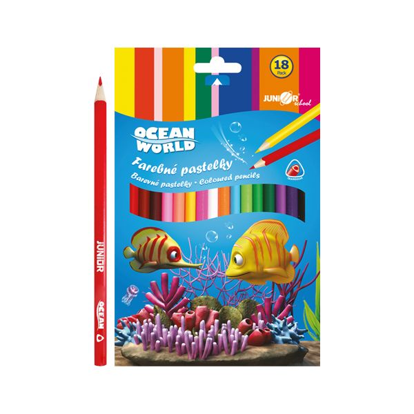 Pastelky Ocean World trojhranné 18 ks