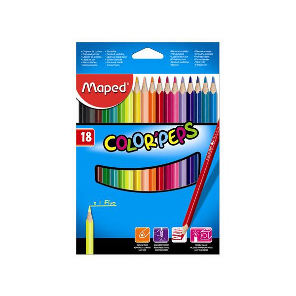 Pastelky trojhranné MAPED "COLOR`PEPS", 18 ks