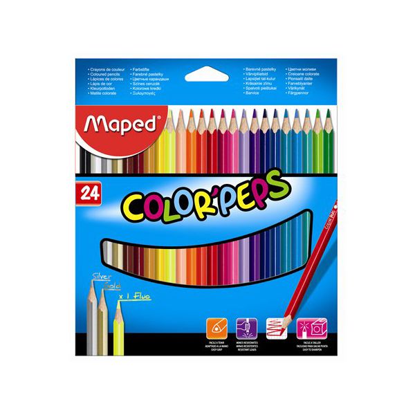 Pastelky trojhranné MAPED "COLOR`PEPS", 24 ks