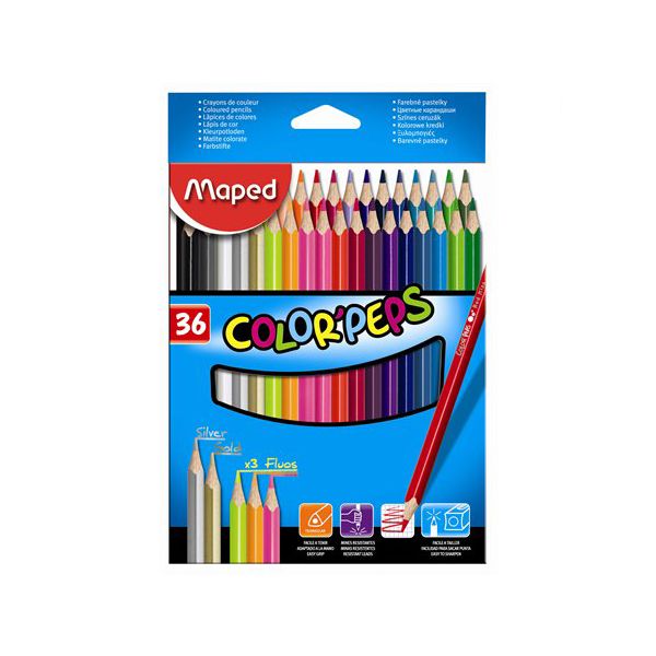 Pastelky trojhranné MAPED "COLOR`PEPS", 36 ks