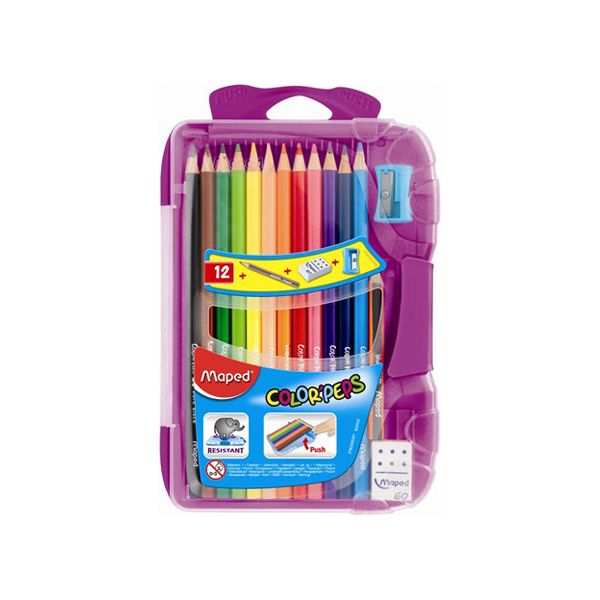 Pastelky trojhranné MAPED "COLOR`PEPS SMART BOX", 12 ks
