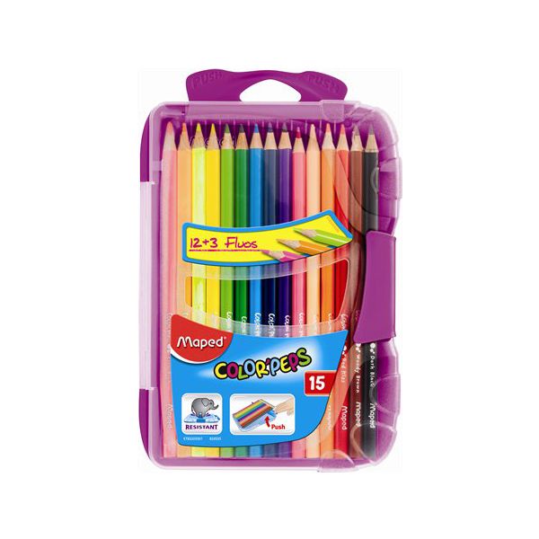 Pastelky trojhranné MAPED "COLOR`PEPS SMART BOX", 15 ks