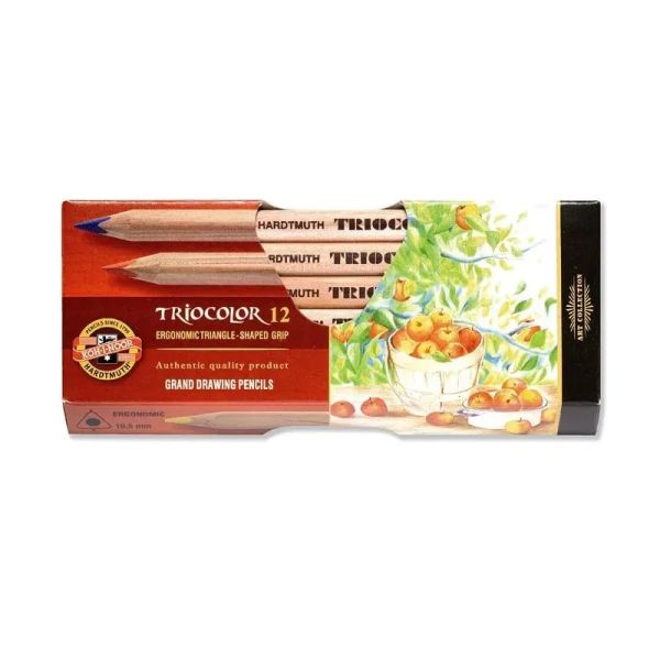 Pastelky KOH-I-NOOR Triocolor trojhranné, natur, sada 12 ks