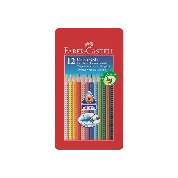 Pastelky Faber-Castell Grip 1001 12 far. v plechu