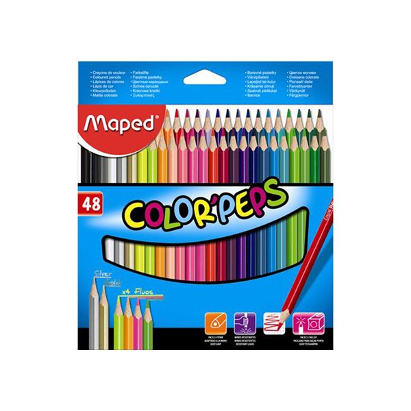 Pastelky trojhranné MAPED "COLOR`PEPS", 48 ks