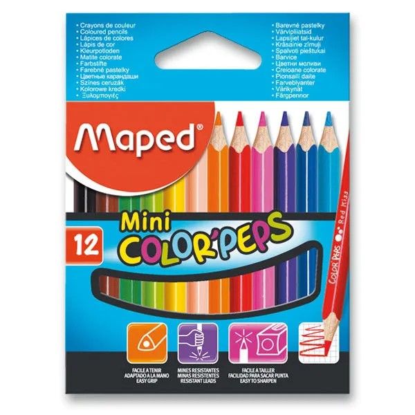 Pastelky trojhranné MAPED "COLOR`PEPS MINI" 12 ks