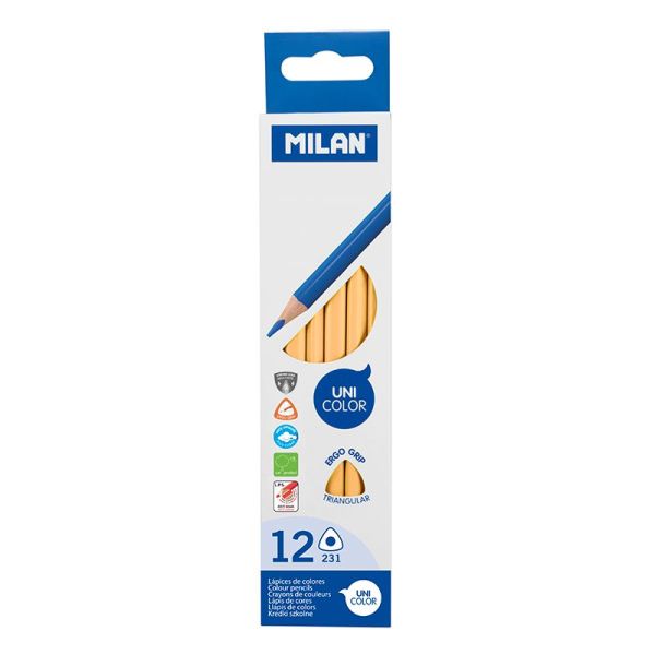 Pastelky MILAN Ergo Grip trojhranné 12 ks, Nude