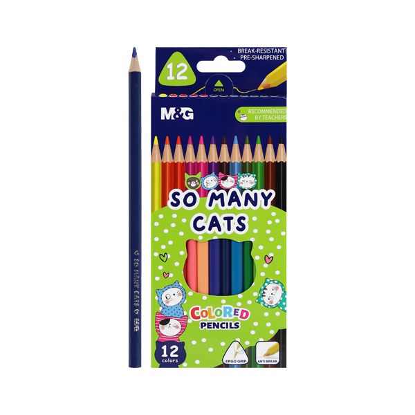 Pastelky trojhranné M&G So Many Cats, sada 12 ks
