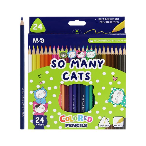 Pastelky trojhranné M&G So Many Cats, sada 24 ks