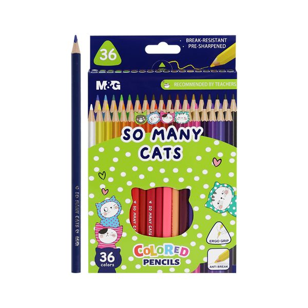 Pastelky trojhranné M&G So Many Cats, sada 36 ks
