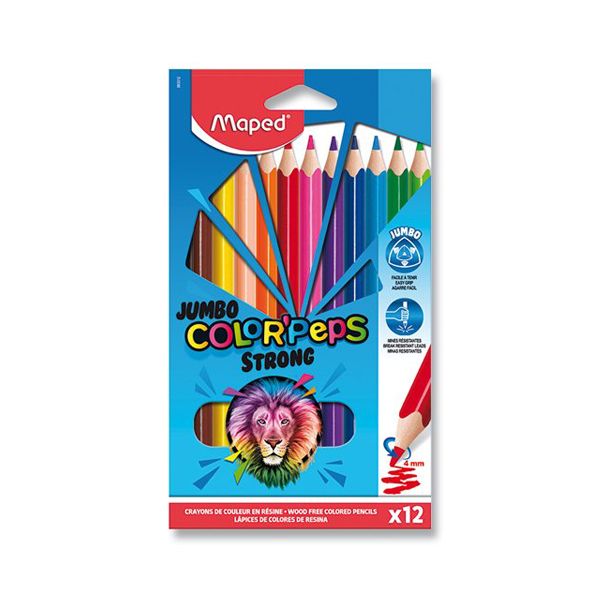 Pastelky trojhranné MAPED "COLOR'PEPS STRONG JUMBO" sada 12 ks