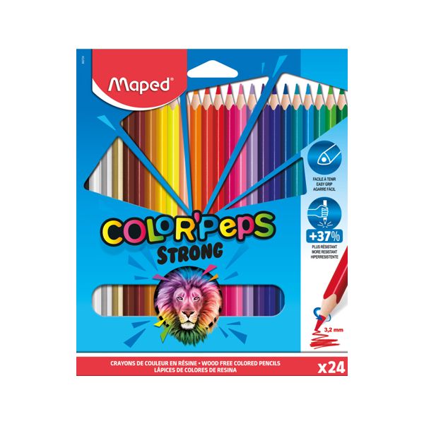 Pastelky trojhranné MAPED "COLOR'PEPS STRONG" sada 24 ks