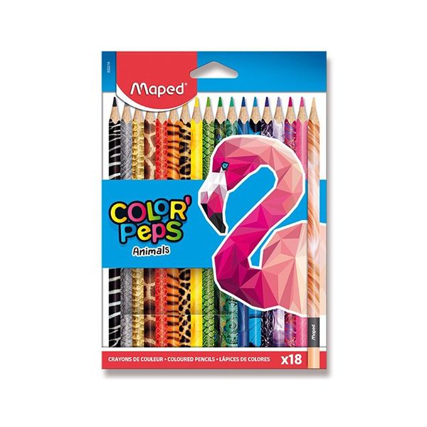 Pastelky trojhranné MAPED "COLOR'PEPS ANIMAL" sada 18 ks