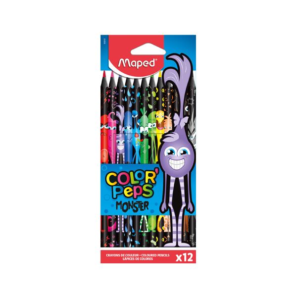 Pastelky trojhranné MAPED "COLOR'PEPS MONSTER" sada 12 ks
