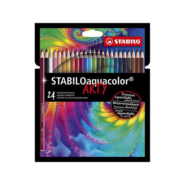 Pastelky akvarelové STABILO aquacolor ARTY,  24 ks rôznych farieb