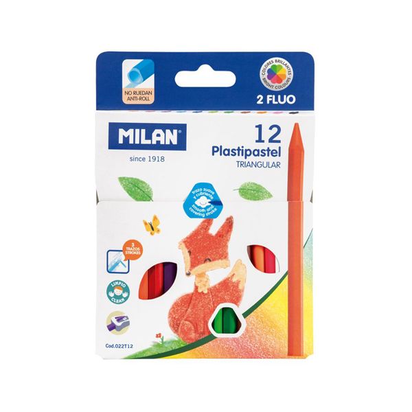 Pastelky MILAN trojhranné 10 ks + 2x Fluo