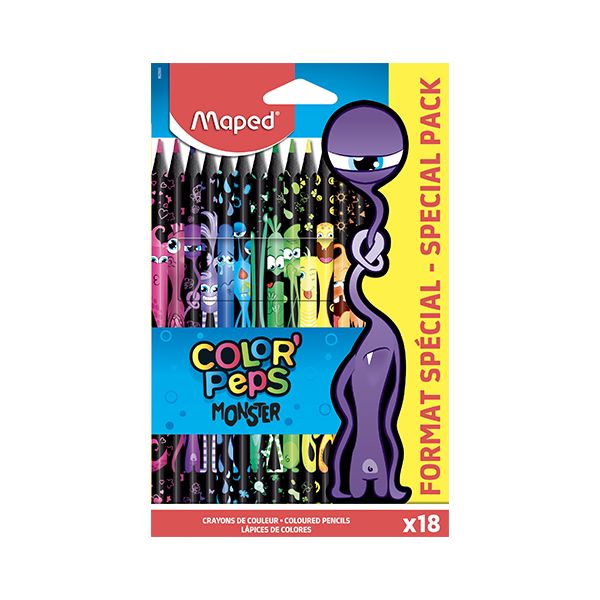 Farebné ceruzky MAPED Color´PepsMonster,18 ks