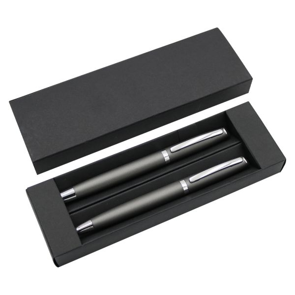 Sada kov roller + guľôčkové pero, TORICO - sivá