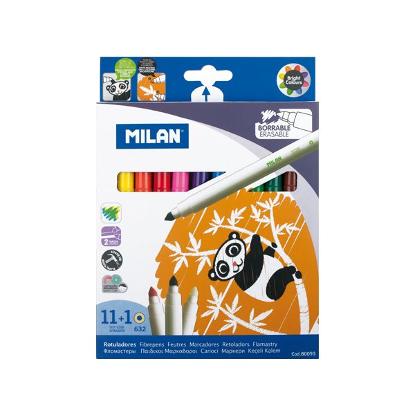 Fixy MILAN zmizíkovateľné - sada 11 ks + zmizík