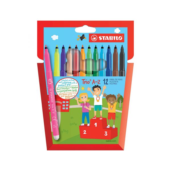 Fixky, sada, 0,7 mm, STABILO "Trio A-Z", 12 rôznych farieb, 12ks