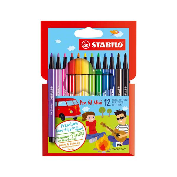 Fixy vláknové STABILO Pen 68 Mini, sada 12 ks