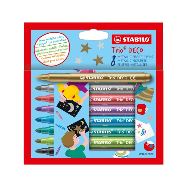 Fixy STABILO Trio Deco metalické farby, sada 8ks