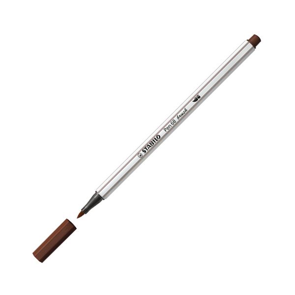 Fix so štetcovým hrotom pre rôzne šírky čiar STABILO Pen 68 Brush, hnedý