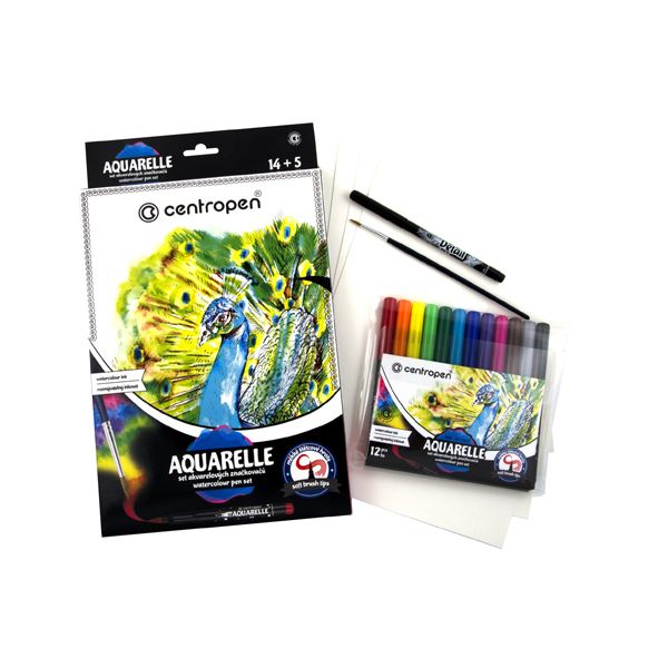 Fixy CENTROPEN 9383 Aquarelle set - sada 14+5 ks