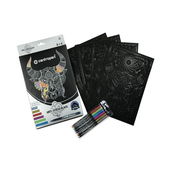 Fixy CENTROPEN 9390 Metallic set s omaľovánkami - sada 6+4 ks