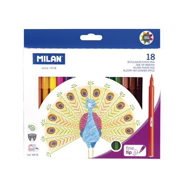 Fixy MILAN s guľatým hrotom 2 mm - sada 18 ks