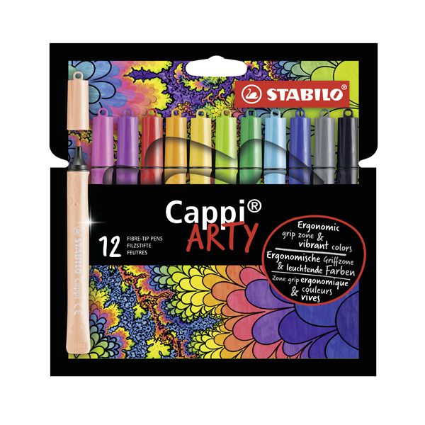 Vláknový fix s krúžkom na vrchnáčik - STABILO Cappi -ARTY- 12 ks balenie