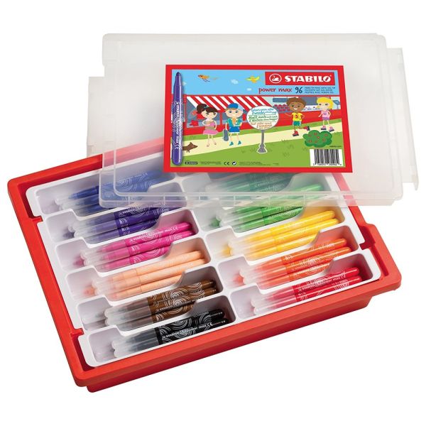 Vláknová fixka STABILO power max 96 ks box - 12 rôznych farieb