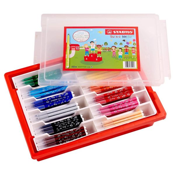Vláknová fixka STABILO Trio A-Z - 144 ks box - 12 rôznych farieb