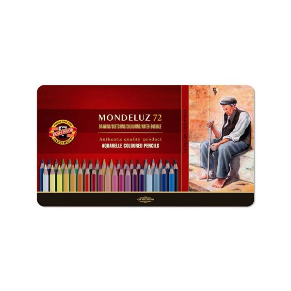 Pastelky KOH-I-NOOR Mondeluz, akvarelové, sada 72 ks v plech. boxe